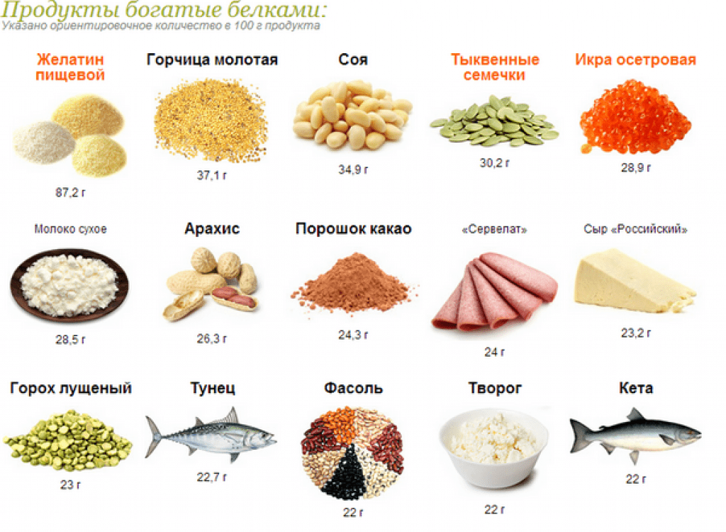 продукты с белками